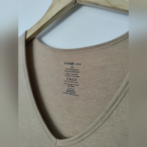 V-Neck Tan Women's T-Shirt - Picture 3 of 3